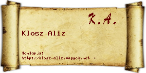 Klosz Aliz névjegykártya